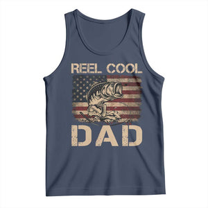 Reel Cool Dad Tank Top Funny Fishing USA Flag Patriotic Fisherman Fathers Day TS10 Navy Print Your Wear