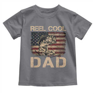 Reel Cool Dad Toddler T Shirt Funny Fishing USA Flag Patriotic Fisherman Fathers Day TS10 Charcoal Print Your Wear