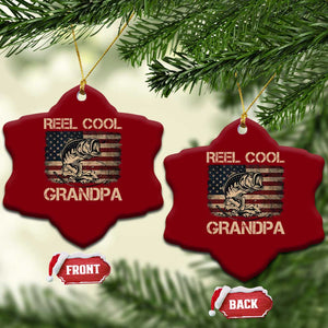 Reel Cool Grandpa Ceramic Ornament Funny Fishing USA Flag Patriotic Fisherman Fathers Day TS10 Print Your Wear