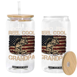 Reel Cool Grandpa Glass Can Funny Fishing USA Flag Patriotic Fisherman Fathers Day TS10 Print Your Wear