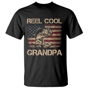 Reel Cool Grandpa T Shirt Funny Fishing USA Flag Patriotic Fisherman Fathers Day TS10 Black Print Your Wear