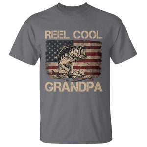 Reel Cool Grandpa T Shirt Funny Fishing USA Flag Patriotic Fisherman Fathers Day TS10 Charcoal Print Your Wear
