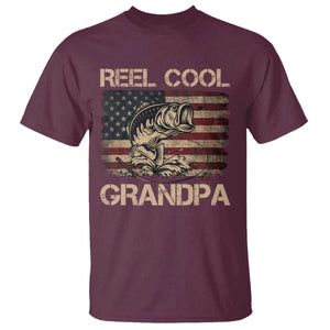 Reel Cool Grandpa T Shirt Funny Fishing USA Flag Patriotic Fisherman Fathers Day TS10 Maroon Print Your Wear