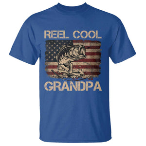 Reel Cool Grandpa T Shirt Funny Fishing USA Flag Patriotic Fisherman Fathers Day TS10 Royal Blue Print Your Wear