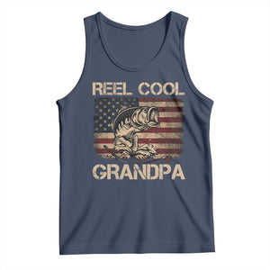 Reel Cool Grandpa Tank Top Funny Fishing USA Flag Patriotic Fisherman Fathers Day TS10 Navy Print Your Wear