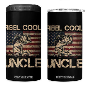 Reel Cool Uncle 4 in 1 Can Cooler Tumbler Funny Fishing USA Flag Patriotic Fisherman Fathers Day TS10 One Size: 16 oz Black Print Your Wear