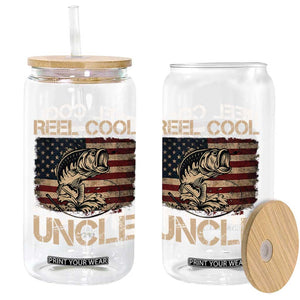 Reel Cool Uncle Glass Can Funny Fishing USA Flag Patriotic Fisherman Fathers Day TS10 Print Your Wear
