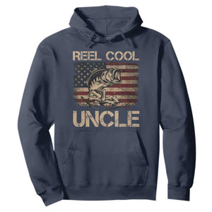 Reel Cool Uncle Hoodie Funny Fishing USA Flag Patriotic Fisherman Fathers Day TS10 Navy Print Your Wear