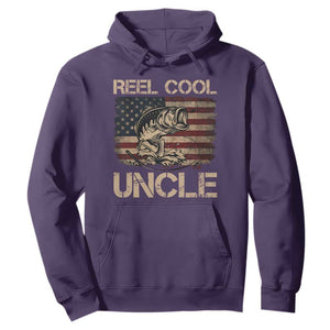 Reel Cool Uncle Hoodie Funny Fishing USA Flag Patriotic Fisherman Fathers Day TS10 Purple Print Your Wear