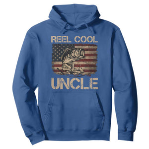 Reel Cool Uncle Hoodie Funny Fishing USA Flag Patriotic Fisherman Fathers Day TS10 Royal Blue Print Your Wear