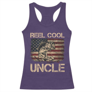 Reel Cool Uncle Racerback Tank Top Funny Fishing USA Flag Patriotic Fisherman Fathers Day TS10 Purple Print Your Wear