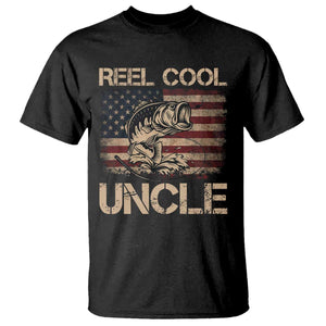 Reel Cool Uncle T Shirt Funny Fishing USA Flag Patriotic Fisherman Fathers Day TS10 Black Print Your Wear