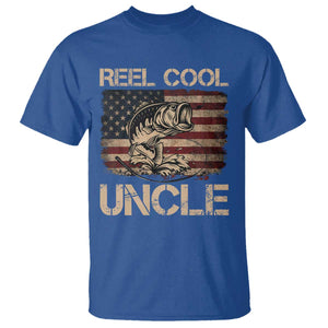 Reel Cool Uncle T Shirt Funny Fishing USA Flag Patriotic Fisherman Fathers Day TS10 Royal Blue Print Your Wear