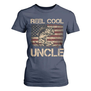 Reel Cool Uncle T Shirt For Women Funny Fishing USA Flag Patriotic Fisherman Fathers Day TS10 Navy Print Your Wear
