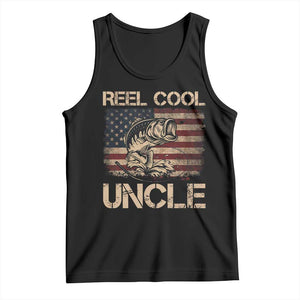 Reel Cool Uncle Tank Top Funny Fishing USA Flag Patriotic Fisherman Fathers Day TS10 Black Print Your Wear