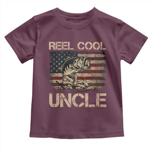 Reel Cool Uncle Toddler T Shirt Funny Fishing USA Flag Patriotic Fisherman Fathers Day TS10 Maroon Print Your Wear