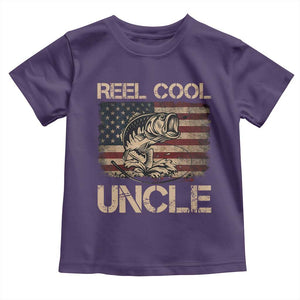 Reel Cool Uncle Toddler T Shirt Funny Fishing USA Flag Patriotic Fisherman Fathers Day TS10 Purple Print Your Wear