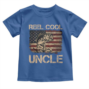 Reel Cool Uncle Toddler T Shirt Funny Fishing USA Flag Patriotic Fisherman Fathers Day TS10 Royal Blue Print Your Wear