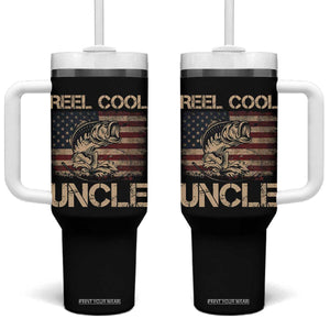 Reel Cool Uncle Tumbler With Handle Funny Fishing USA Flag Patriotic Fisherman Fathers Day TS10 One Size: 40 oz Black Print Your Wear