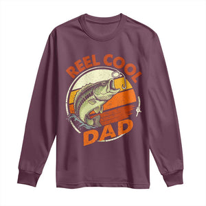Reel Cool Dad Long Sleeve Shirt Funny Fathers Day Fishing Lover Fisherman TS10 Maroon Print Your Wear