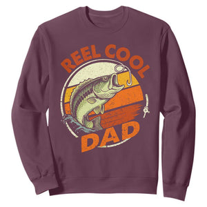 Reel Cool Dad Sweatshirt Funny Fathers Day Fishing Lover Fisherman TS10 Maroon Print Your Wear