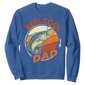 Reel Cool Dad Sweatshirt Funny Fathers Day Fishing Lover Fisherman TS10 Royal Blue Print Your Wear