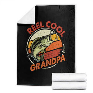 Reel Cool Grandpa Throw Blanket Funny Fathers Day Dada Fishing Lover Fisherman TS10 Black Print Your Wear