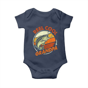 Reel Cool Grandpa Baby Onesie Funny Fathers Day Dada Fishing Lover Fisherman TS10 Navy Print Your Wear