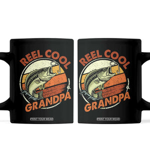 Reel Cool Grandpa Coffee Mug Funny Fathers Day Dada Fishing Lover Fisherman TS10 Black Print Your Wear