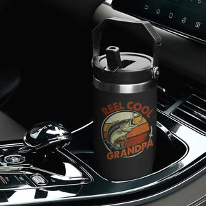 Reel Cool Grandpa Flip Straw Tumbler Funny Fathers Day Dada Fishing Lover Fisherman TS10 Print Your Wear