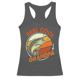 Reel Cool Grandpa Racerback Tank Top Funny Fathers Day Dada Fishing Lover Fisherman TS10 Dark Heather Print Your Wear