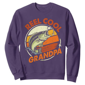 Reel Cool Grandpa Sweatshirt Funny Fathers Day Dada Fishing Lover Fisherman TS10 Purple Print Your Wear
