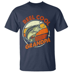 Reel Cool Grandpa T Shirt Funny Fathers Day Dada Fishing Lover Fisherman TS10 Navy Print Your Wear