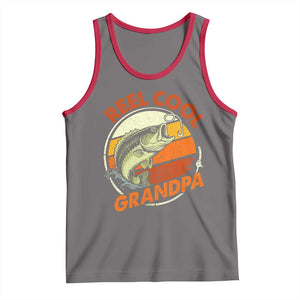 Reel Cool Grandpa Tank Top Funny Fathers Day Dada Fishing Lover Fisherman TS10 Deep Heather Red Print Your Wear