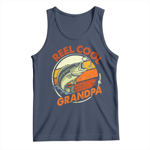 Reel Cool Grandpa Tank Top Funny Fathers Day Dada Fishing Lover Fisherman TS10 Navy Print Your Wear