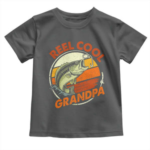 Reel Cool Grandpa Toddler T Shirt Funny Fathers Day Dada Fishing Lover Fisherman TS10 Dark Heather Print Your Wear