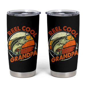 Reel Cool Grandpa Tumbler Cup Funny Fathers Day Dada Fishing Lover Fisherman TS10 Black Print Your Wear