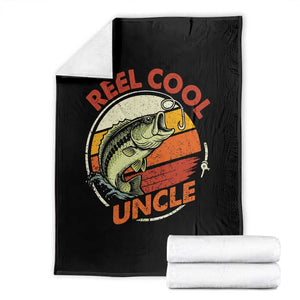Uncle Fishing Throw Blanket Reel Cool Uncle Funny Fathers Day Fisherman TS10 Black Print Your Wear