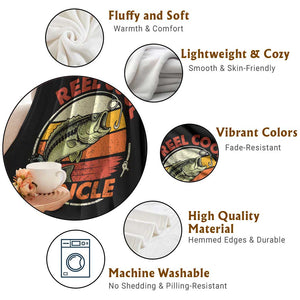 Uncle Fishing Throw Blanket Reel Cool Uncle Funny Fathers Day Fisherman TS10 Print Your Wear