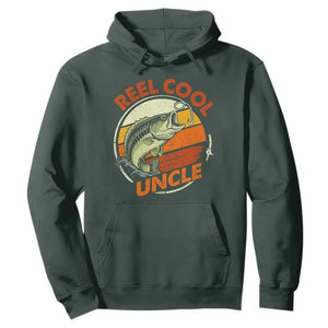 Uncle Fishing Hoodie Reel Cool Uncle Funny Fathers Day Fisherman TS10 Dark Forest Green Print Your Wear