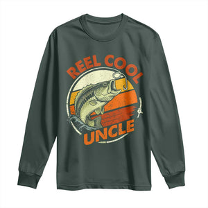 Uncle Fishing Long Sleeve Shirt Reel Cool Uncle Funny Fathers Day Fisherman TS10 Dark Forest Green Print Your Wear