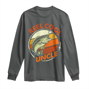 Uncle Fishing Long Sleeve Shirt Reel Cool Uncle Funny Fathers Day Fisherman TS10 Dark Heather Print Your Wear