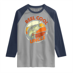 Uncle Fishing Raglan Shirt Reel Cool Uncle Funny Fathers Day Fisherman TS10 Sport Gray Navy Print Your Wear