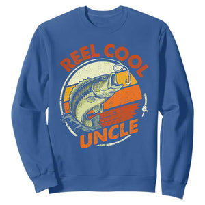 Uncle Fishing Sweatshirt Reel Cool Uncle Funny Fathers Day Fisherman TS10 Royal Blue Print Your Wear