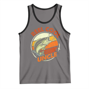 Uncle Fishing Tank Top Reel Cool Uncle Funny Fathers Day Fisherman TS10 Deep Heather Black Print Your Wear