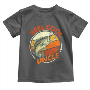 Uncle Fishing Toddler T Shirt Reel Cool Uncle Funny Fathers Day Fisherman TS10 Dark Heather Print Your Wear