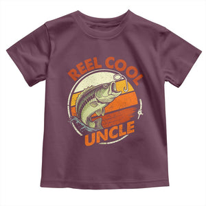 Uncle Fishing Toddler T Shirt Reel Cool Uncle Funny Fathers Day Fisherman TS10 Maroon Print Your Wear