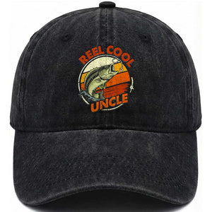 Uncle Fishing Washed Cotton Baseball Cap Reel Cool Uncle Funny Fathers Day Fisherman