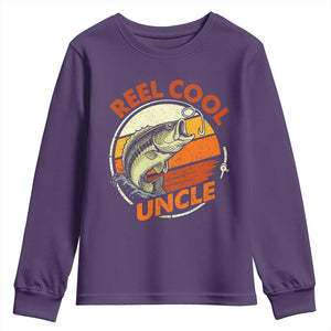 Uncle Fishing Youth Sweatshirt Reel Cool Uncle Funny Fathers Day Fisherman TS10 Purple Print Your Wear