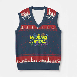 18 Years Later 18th Birthday V-Neck Knit Sweater Vest Eighteen Party Funny Meme TS10 Navy Red Print Your Wear